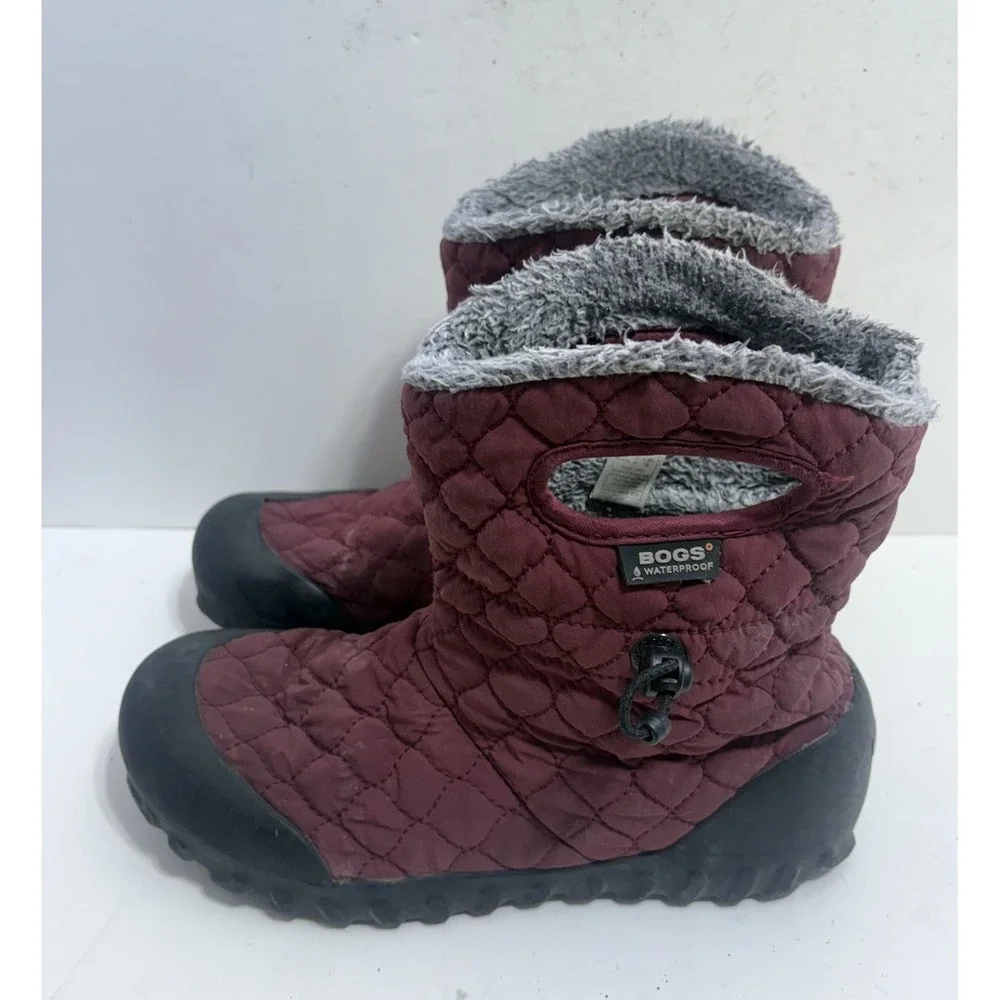 Bogs B-Moc Quilted Puff‎ Womens Faux Fur Lined Winter Snow Boots Wine Red Size 8
